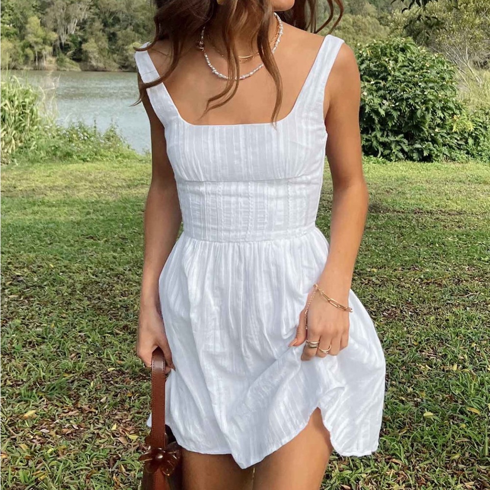 Princess Polly Lorinda Mini Dress White Square Neck